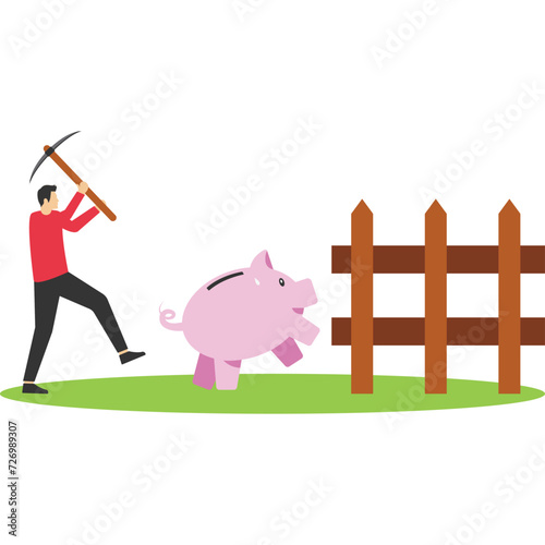 Farmers are busy raising their pigs, Vector illustration in flat style

