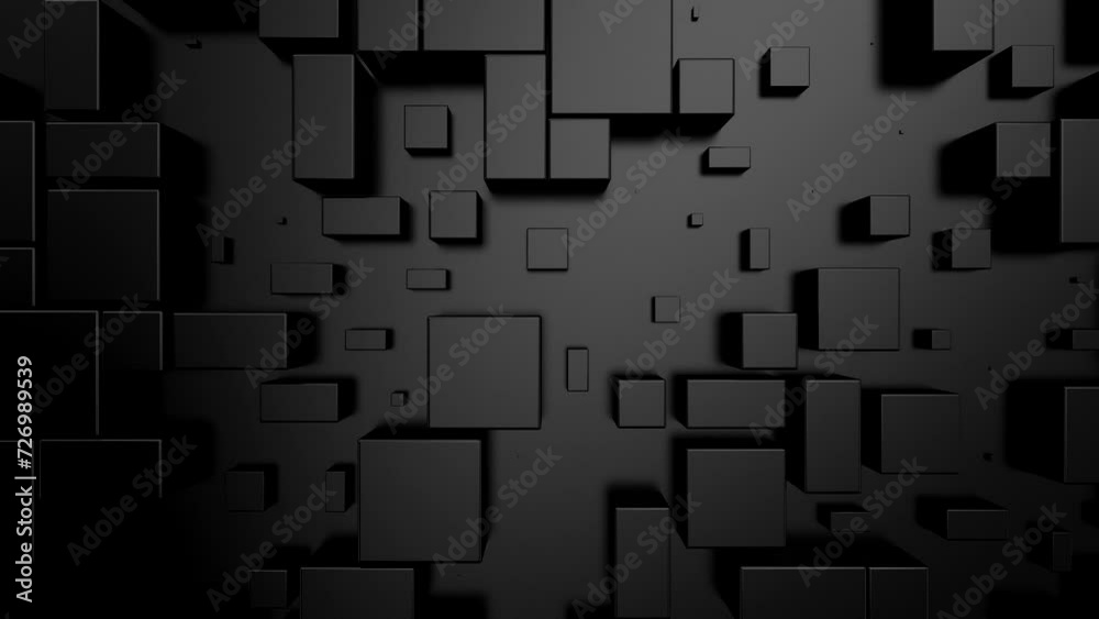 Background of Boxes. Abstract motion, loop, two color, 3d rendering, 4k resolution
Background of Boxes. Abstract motion, loop, two color, 3d rendering, 4k resolution