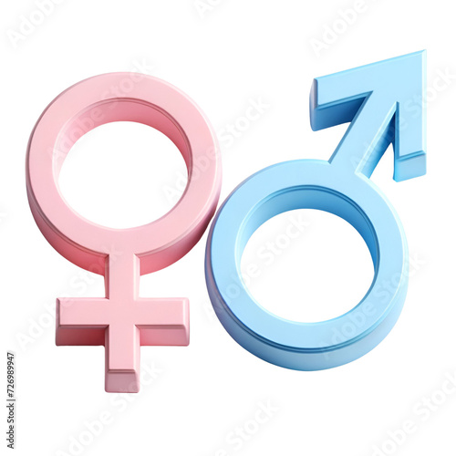 3D illustration of both the female and male symbols