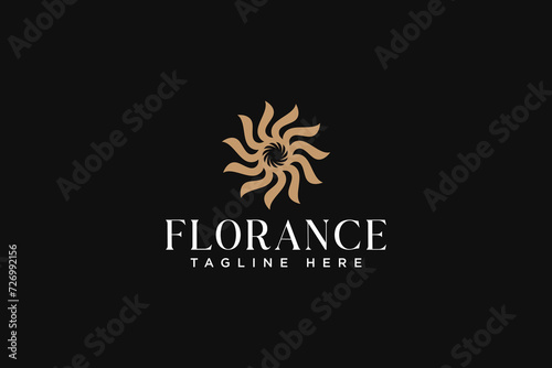 sun flower floral retro logo design for boutique, fashion and jewelry company