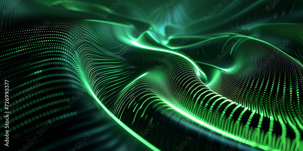 Emerald Flow: Dive into the depths of this mesmerizing abstract, where luminous green waves radiate against a dark backdrop, creating a captivating symphony of light and form. Emerald Flow: Dive into the depths of this mesmerizing abstract, where luminous green waves radiate against a dark backdrop, creating a captivating symphony of light and form.