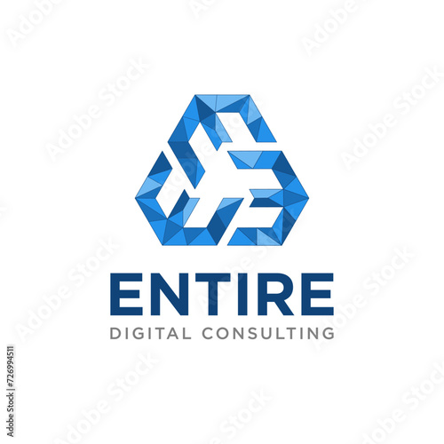 Modern Triple E Vector Symbol, Initial 3 E Geometric Lowpoly for Digital Strategy Consulting Logo Design photo