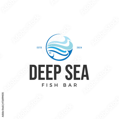 Deep Sea Fish Bar for Aquatic Bar, Marine Ocean Restaurant Logo Design