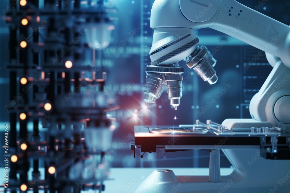 Automated Robotic Arm Conducting Laboratory Research. generative AI
Automated Robotic Arm Conducting Laboratory Research. generative AI