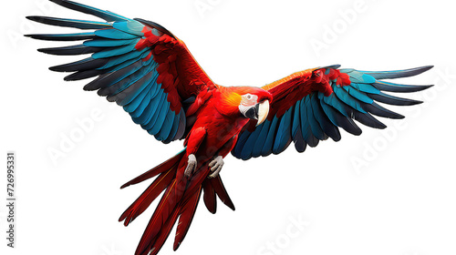 Flying parrot on transparent alpha background PNG