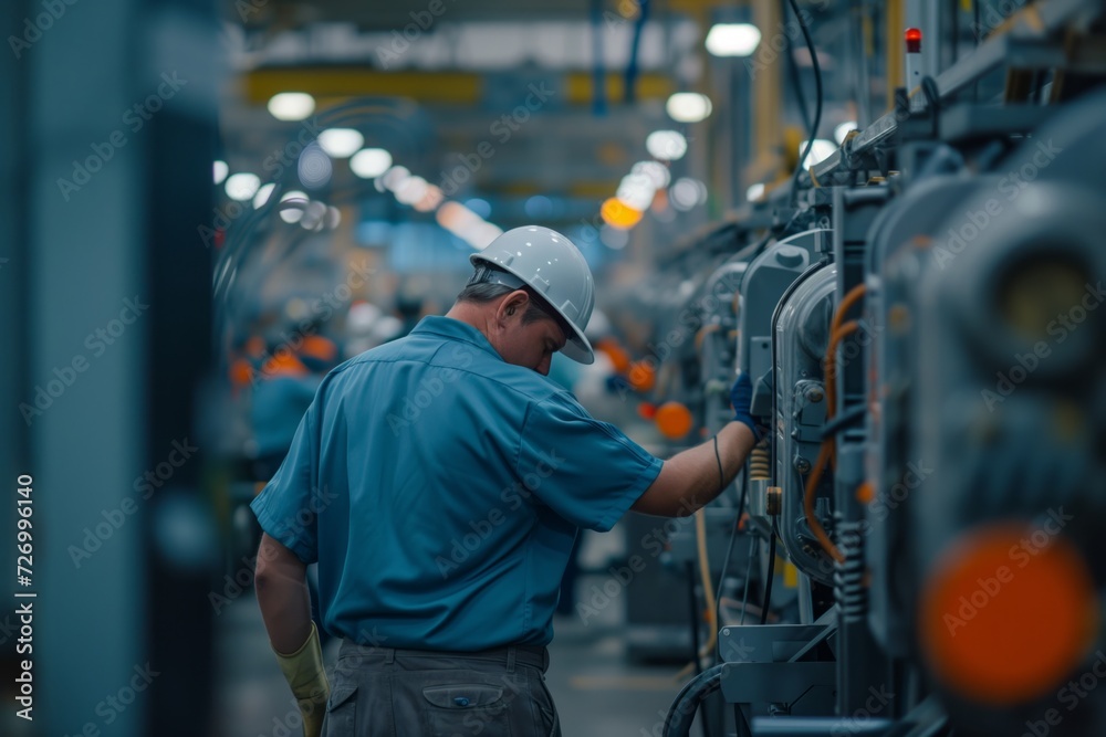 Industrial Engineer in Hard Hat Conducting Inspection in Factory. generative AI Industrial Engineer in Hard Hat Conducting Inspection in Factory. generative AI