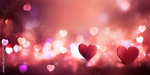 valentine's day background with heart shaped bokeh lights