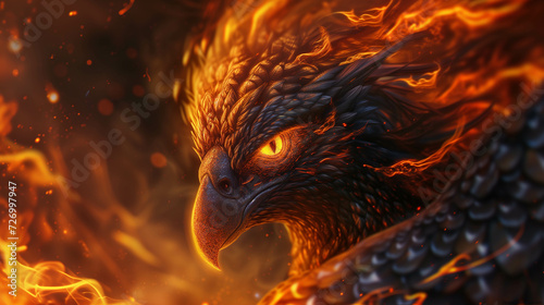 The fire-blazing phoenix is a beautiful mythical creature. © Gun
