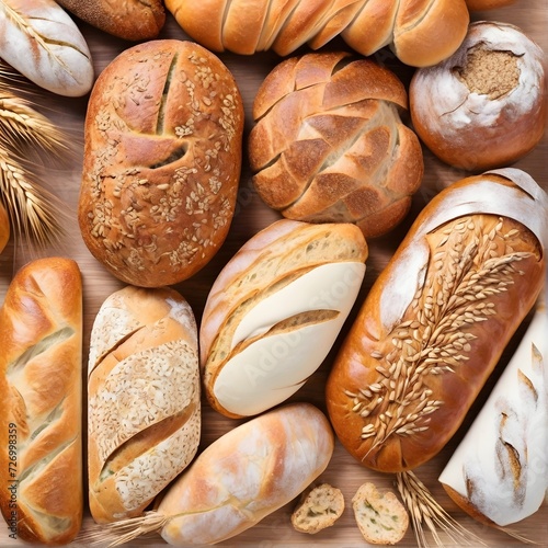 assortment of baked bread  Generative AI