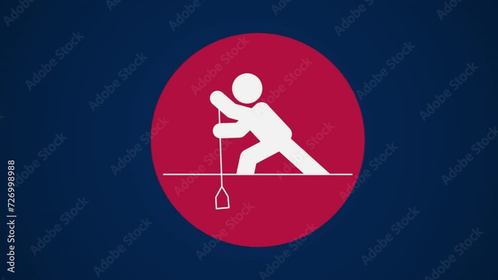 Pictograma de los Juegos Olímpicos de lado derecho con el deporte piragüismo en esprint en fondo azul. 
