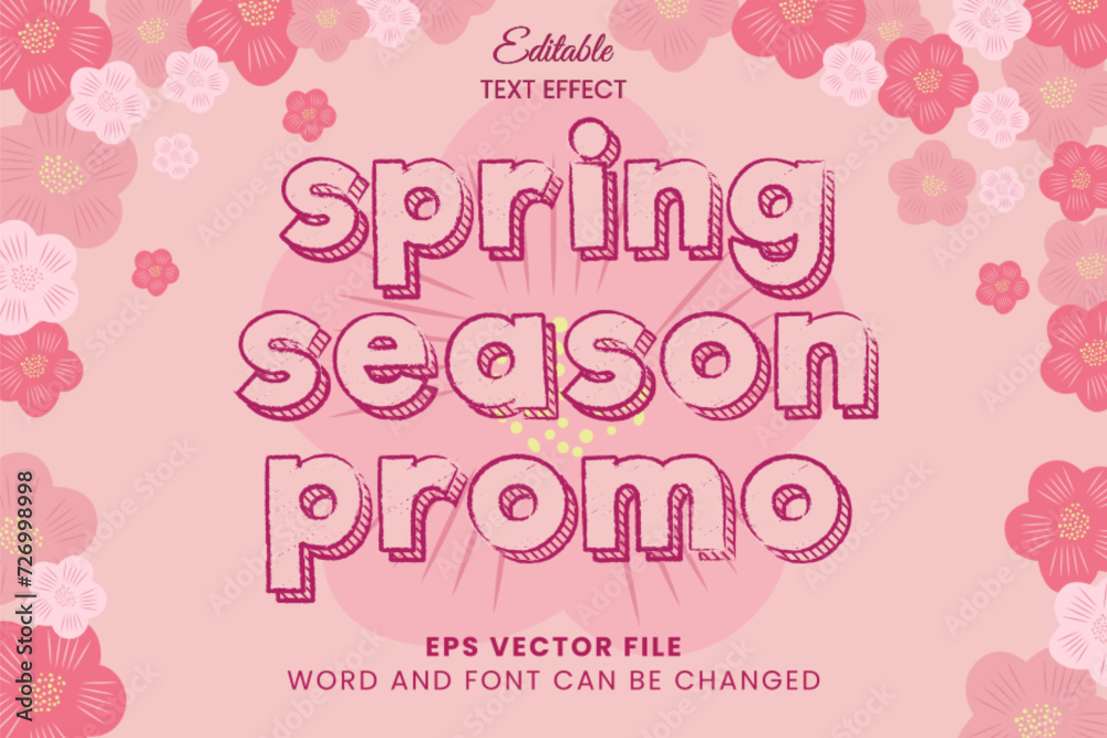 Spring season vector editable text effect