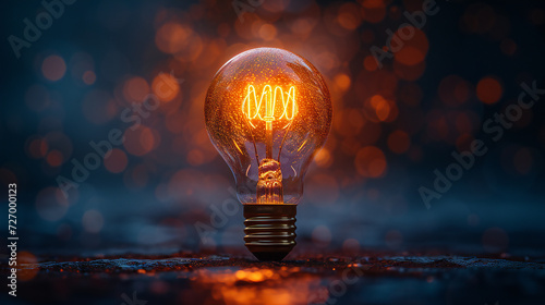 Glowing Light Bulb Illuminating Dark Space, Symbol of Innovation and Ideas - Generative AI