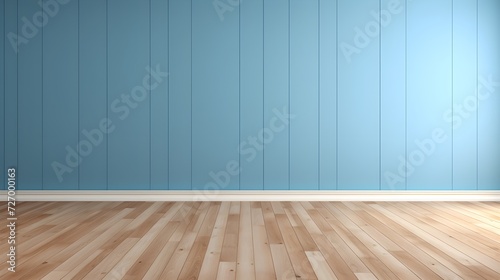 empty blue room with wooden floor