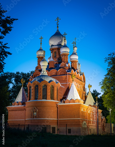 Night shot of the Church of Julian of Tarsus in Pushkin