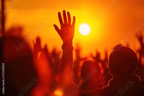 Praise of Christian prayer, raising hands while praying to Jesus.