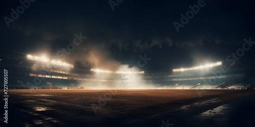 photo of a stadium at night with white smoke © Hamsyfr