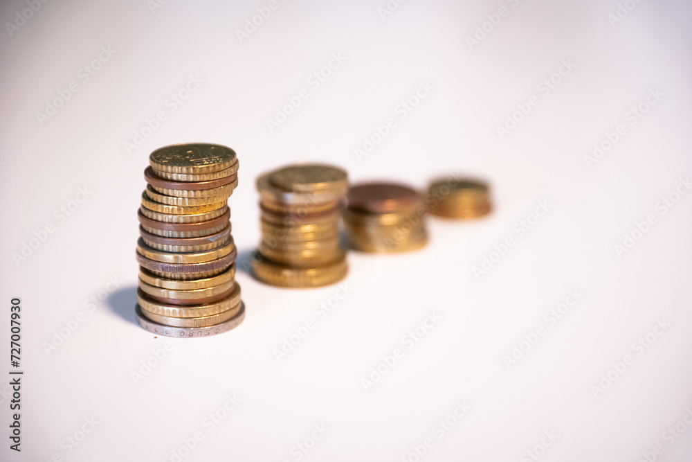 close up of coin piles