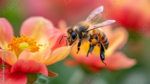 色鮮やかな花と蜂 © Rossi0917