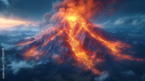噴火する火山