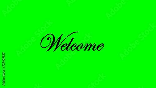 handwriting  animation of welcome text on green screen