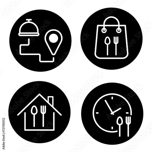 Food delivery icon vector set. Takeaway food illustration sign collection. fast food symbol or logo.