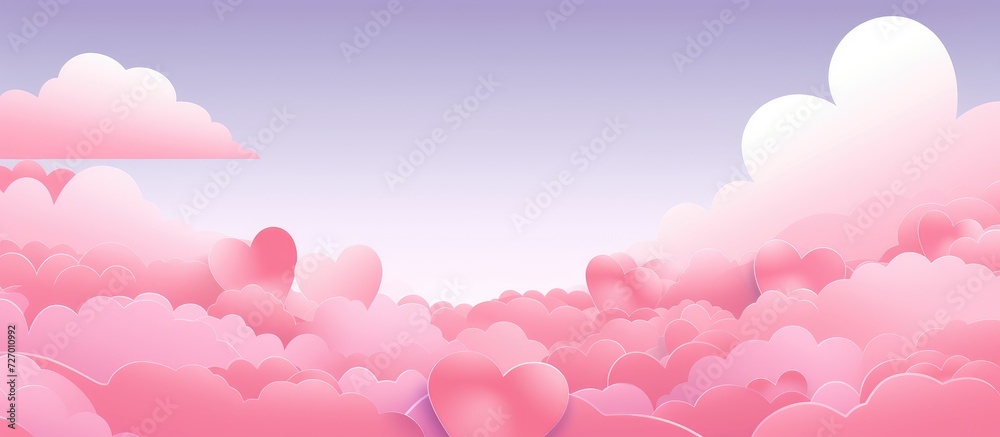 Valentine's Day Dream - Hearts Adrift in a Pink Gradient Sky - Generative AI