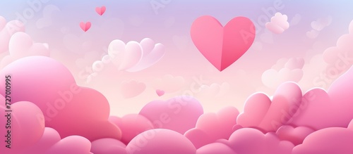 Valentine's Day Dream - Hearts Adrift in a Pink Gradient Sky - Generative AI