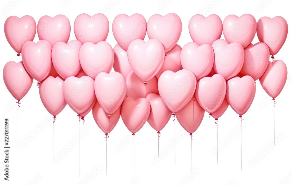 Cluster of Glossy Pink Heart-Shaped Balloons -Generative AI