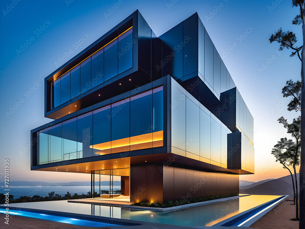 Obraz premium Futuristic Horizons: Exploring Innovation in Architectural Marvels. generative AI