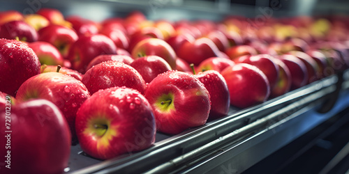 apples in a market, Ripe and Clean Fresh Apples at a Food Processing Facility AI,
 photo