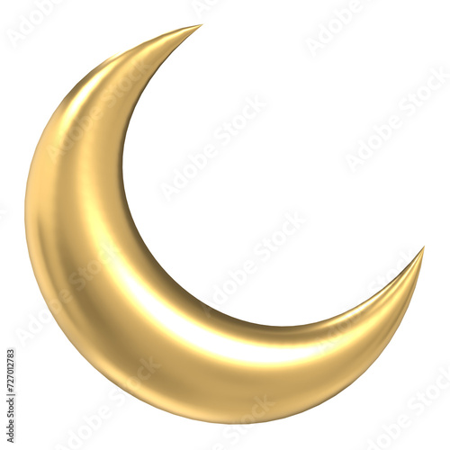 Islamic crescent moon icon. Gold crescent moon. Symbol shape design for islamic, religion, ramadan and eid concept