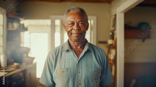 Portrait of senior African American man in the home