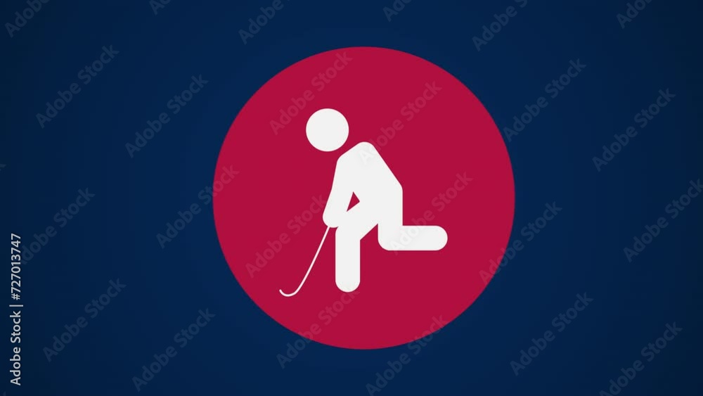 Pictograma de los Juegos Olímpicos de lado derecho con el deporte hockey sobre césped en fondo azul. Pictograma de los Juegos Olímpicos de lado derecho con el deporte hockey sobre césped en fondo azul.