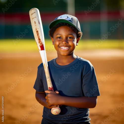 lifestyle photo African American little league batter. photo