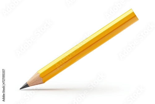 yellow pencil is shown sitting on a white background