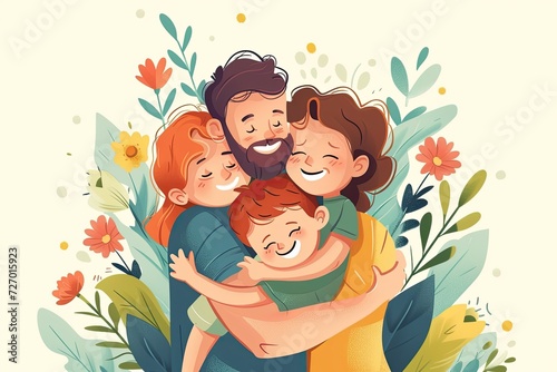 animated family hugs hugging cartoon photo