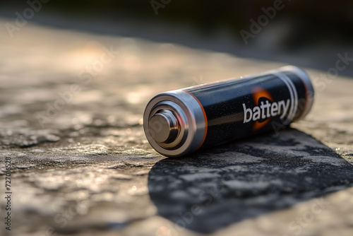 Single Battery on Concrete Surface