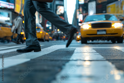Busy City Life: Pedestrians Crossing Street