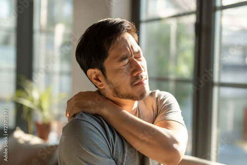Man with Neck Pain by the Window