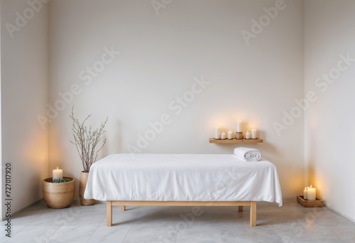 spa and massage minimal interior design in white mood and tone with copy space © Prukpuksuk