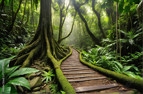 Whispers of the Jungle: Secret Trails Beckon in the Heart of Wilderness. generative AI