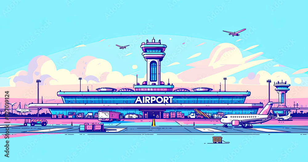 Fototapeta premium Flat Vector Airport