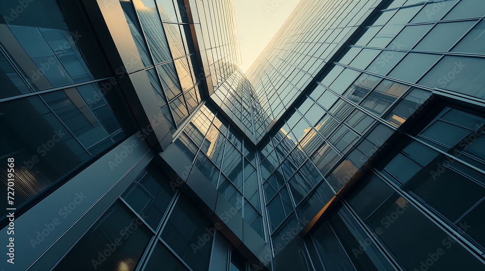 Obraz premium Minimalist office building with simplified geometric shapes. Concept of corporate business