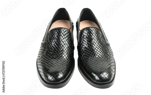 Elegant Almas textured loafers-black Isolated on transparent background.