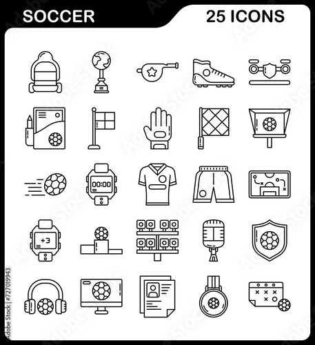 icon set of football and equipment on the field