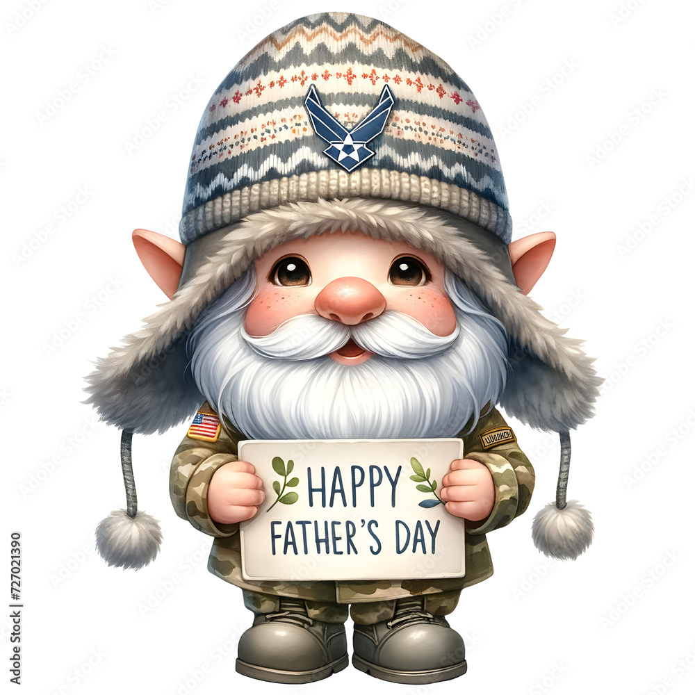 Obraz premium Gnome Father's Day Watercolor Clipart Illustration