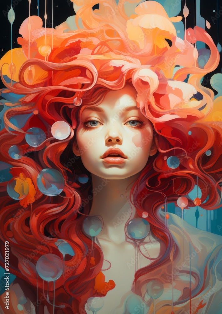 An abstract painting of a beautiful woman painted with tempera colors. Generative AI. An abstract painting of a beautiful woman painted with tempera colors. Generative AI.