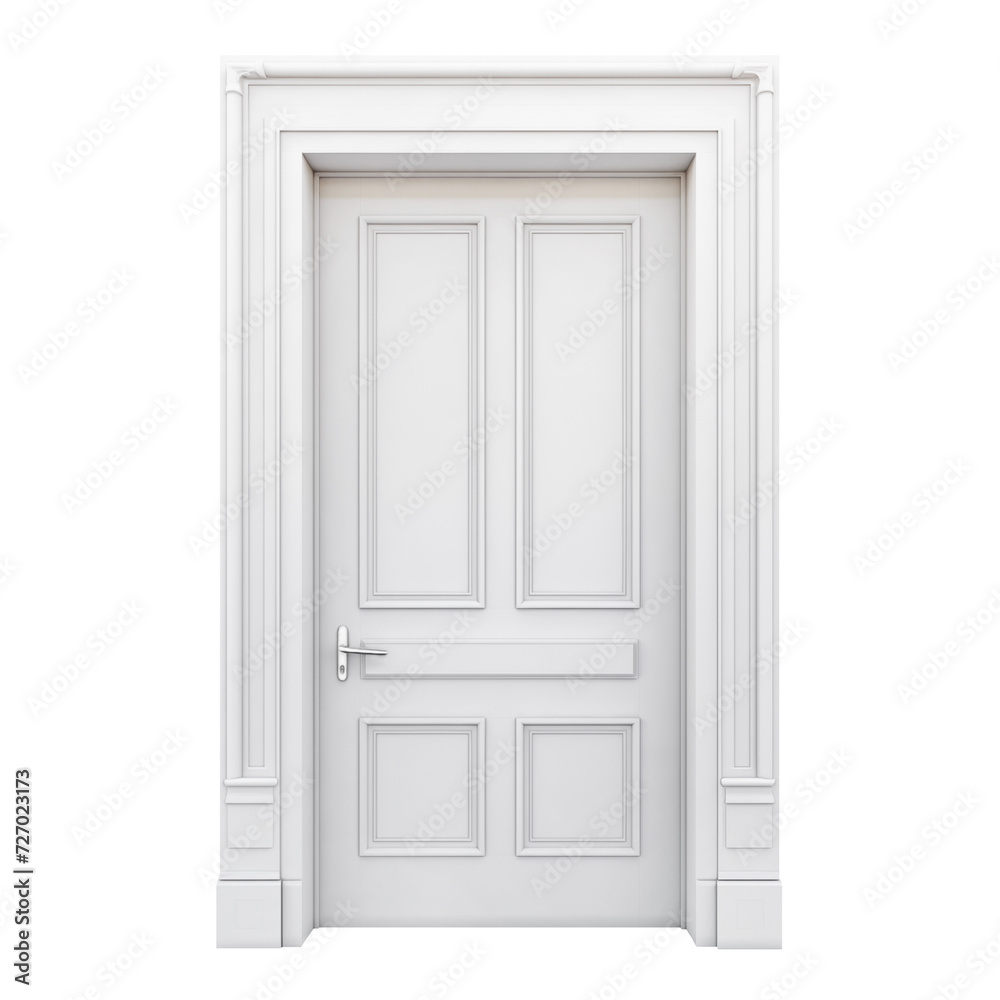 Classic doors isolated on a transparent or white background. Classic door style close up. A design element to be inserted into a design or project.