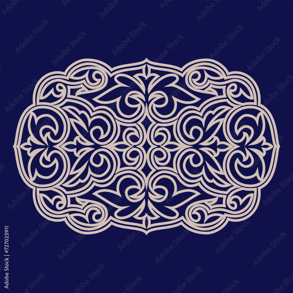Vintage ornate linear ornaments in Kazakh traditional style. Asian floral designs. Abstract Asian elements of the national pattern of the ancient nomads of the Kyrgyz, Mongols, Kazakhs, Tatars.
