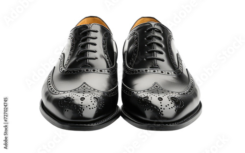 Brogue shoes-black, Black dress boots Isolated on transparent background.